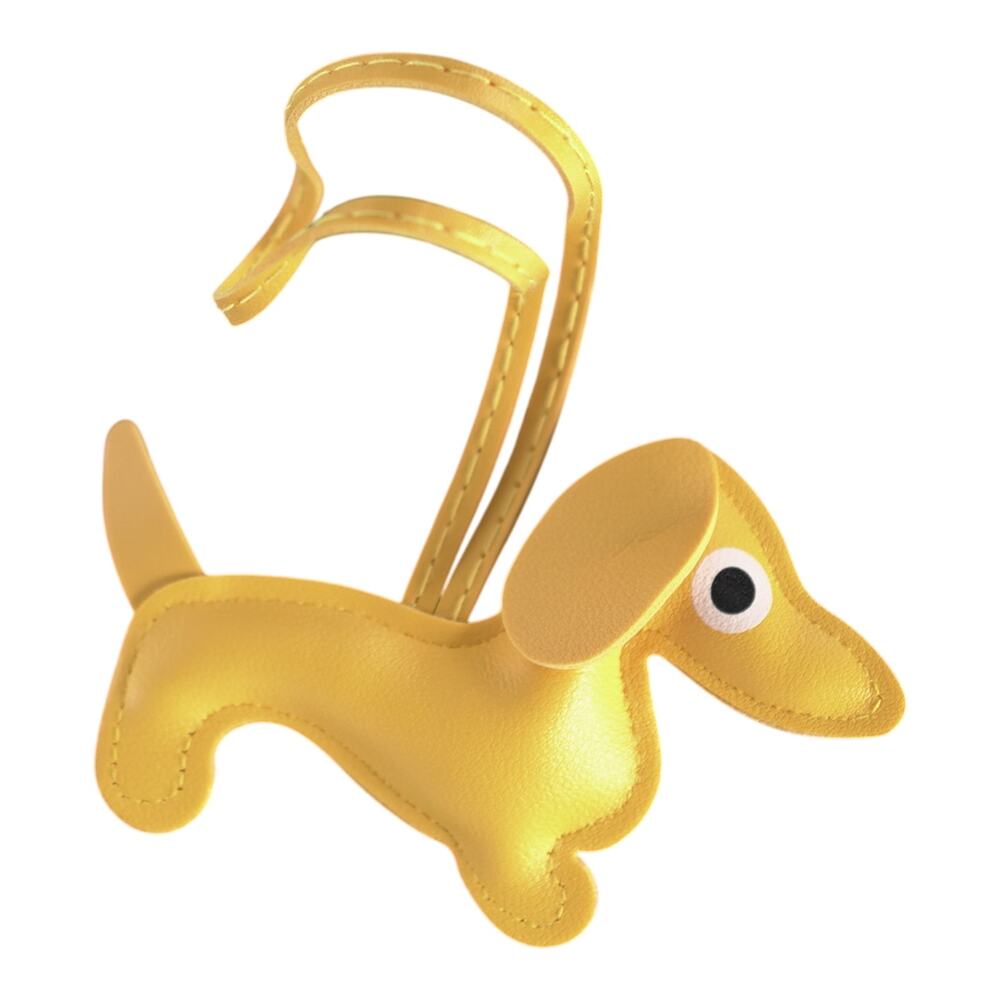 Dachshund Bag Charm Keychain Faux Leather Dog Mom Y2K Cottagecore Yellow NWT - Picture 2 of 11